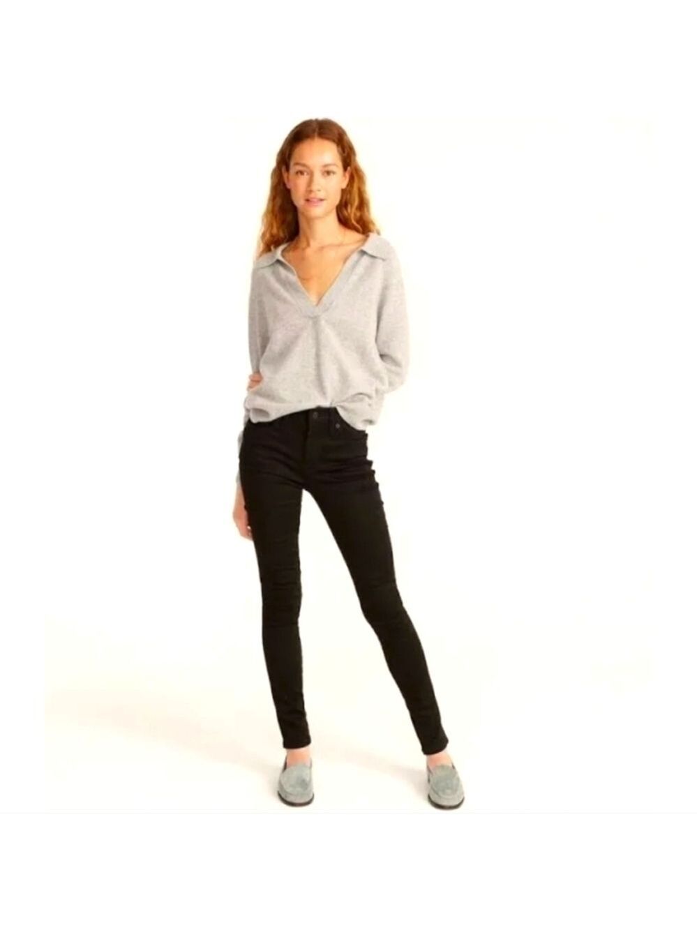 J. CREW TOOTHPICK ANKLE SKINNY JEANS BLACK STRAIGHT STRETCH CROP WOMENS SIZE 26